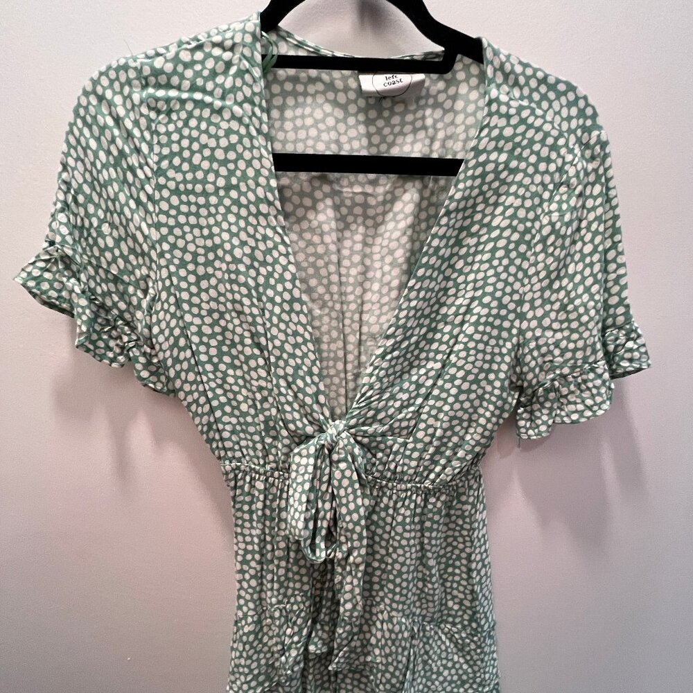 Left Coast Tie Front Ruffle Mini Dress